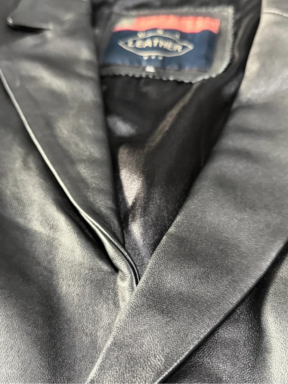 Men's Black Leather Pea Coat - Classic Tailored Style